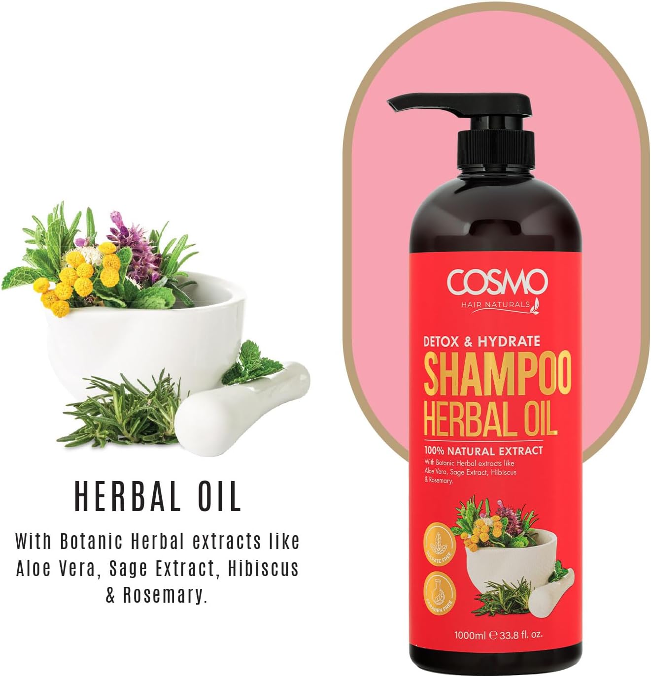 Cosmo Detox and Hydrate Herbal Oil Schampo 1000ml