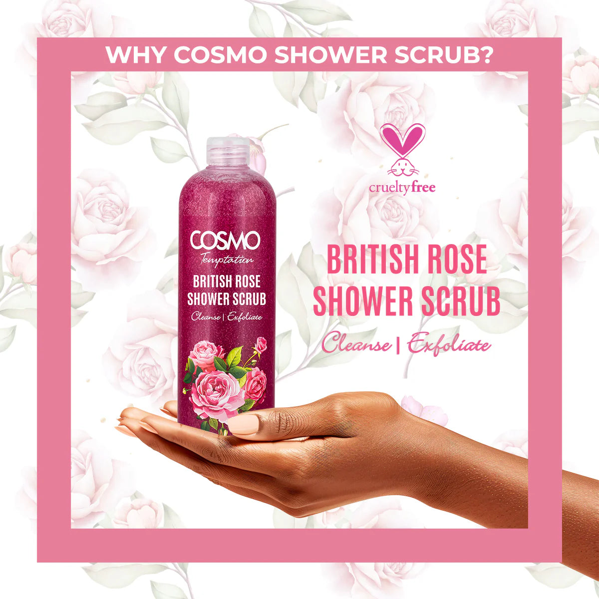 Cosmo Temptation British Rose Shower Scrub 1000ml